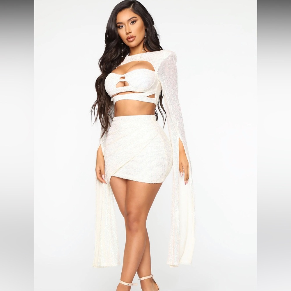 White sequin 2 piece